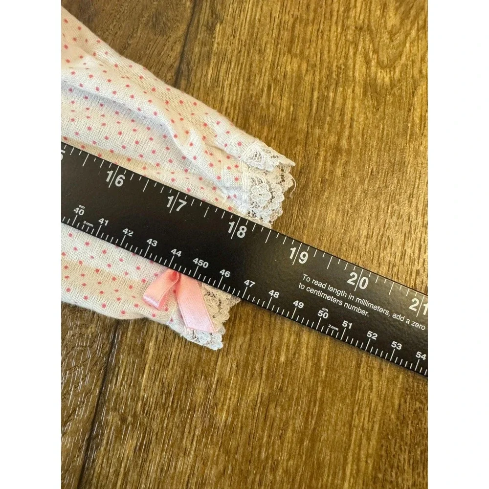 Vintage Baby Terry Brand Girl Outfit 3 3/6 Months Pink Dots Bow Lace Square Snap